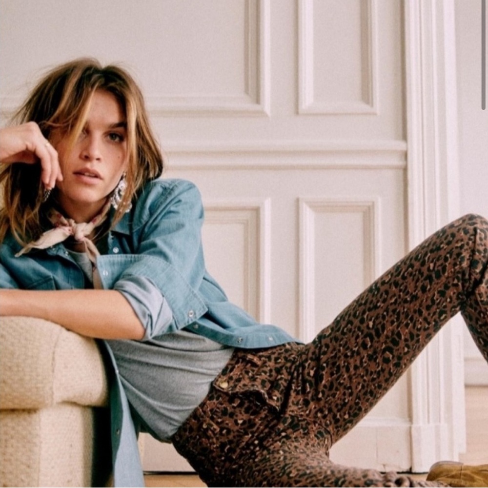 SEZANE BRUT SEXY JEANS LEOPARD PRINT